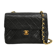 Chanel Black Lambskin Classic Square Flap Shoulder Bag 20 184647
