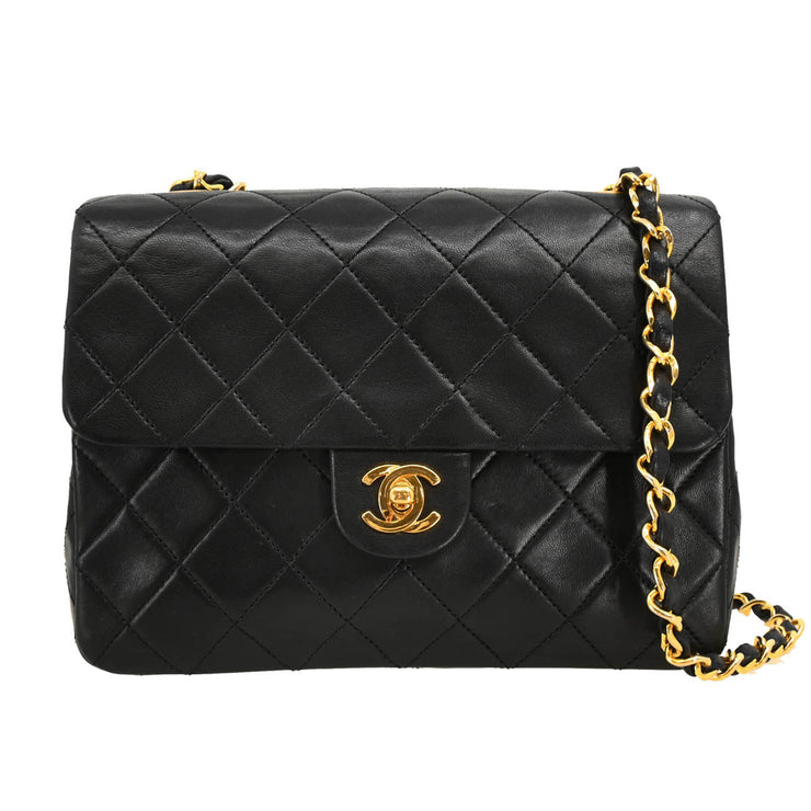 Chanel Black Lambskin Classic Square Flap Shoulder Bag 20 184647