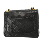 Chanel Black Lambskin Mini Classic Square Flap Shoulder Bag 17 184925