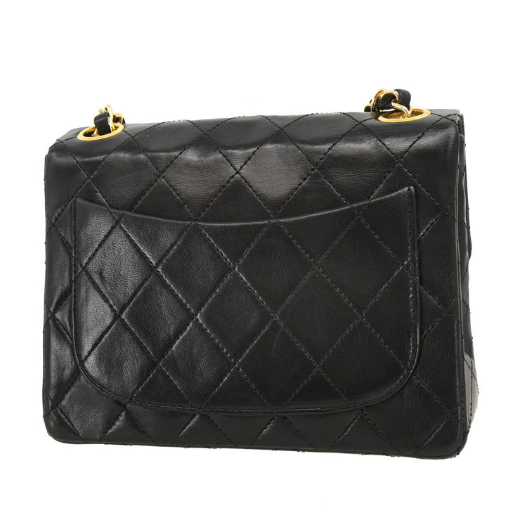 Chanel Black Lambskin Mini Classic Square Flap Shoulder Bag 17 184925