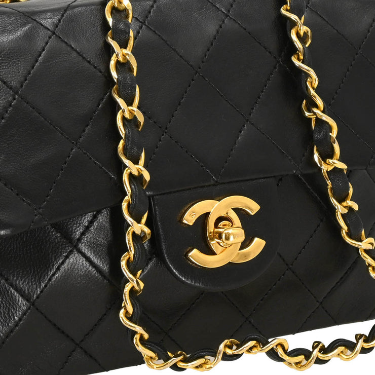 Chanel Black Lambskin Mini Classic Square Flap Shoulder Bag 17 184925