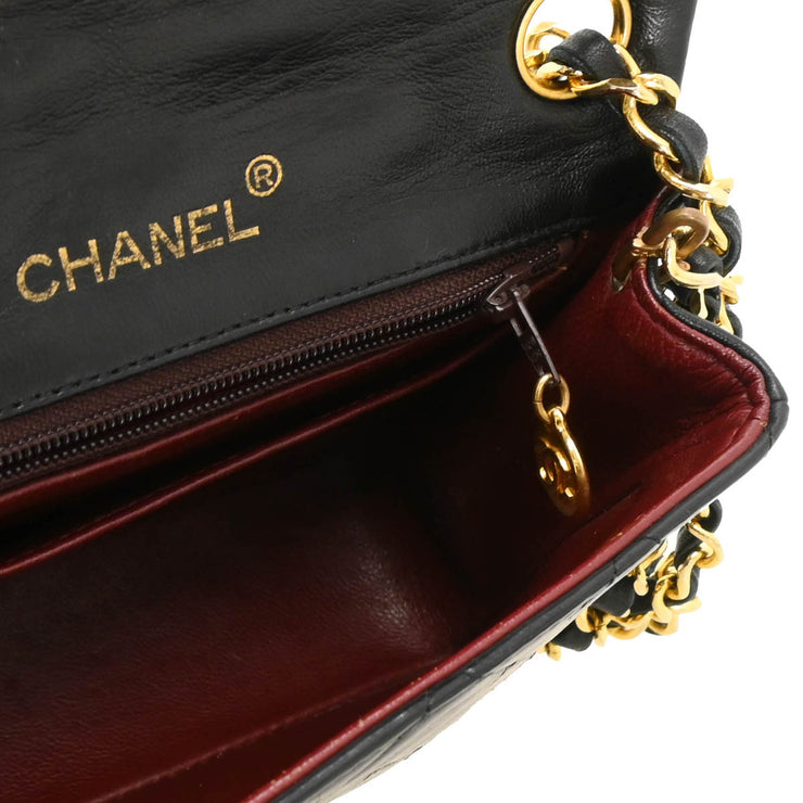 Chanel Black Lambskin Mini Classic Square Flap Shoulder Bag 17 184925