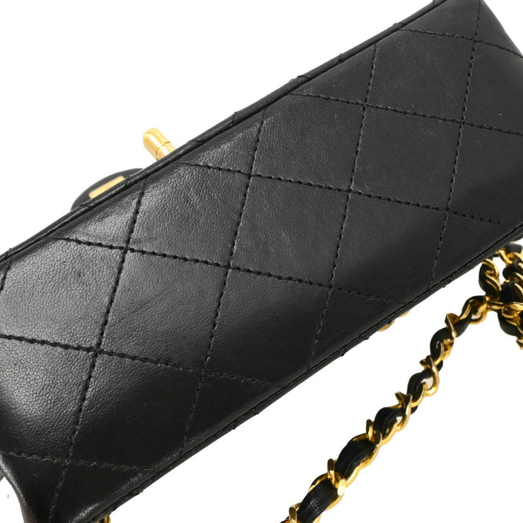 Chanel Black Lambskin Mini Classic Square Flap Shoulder Bag 17 184925