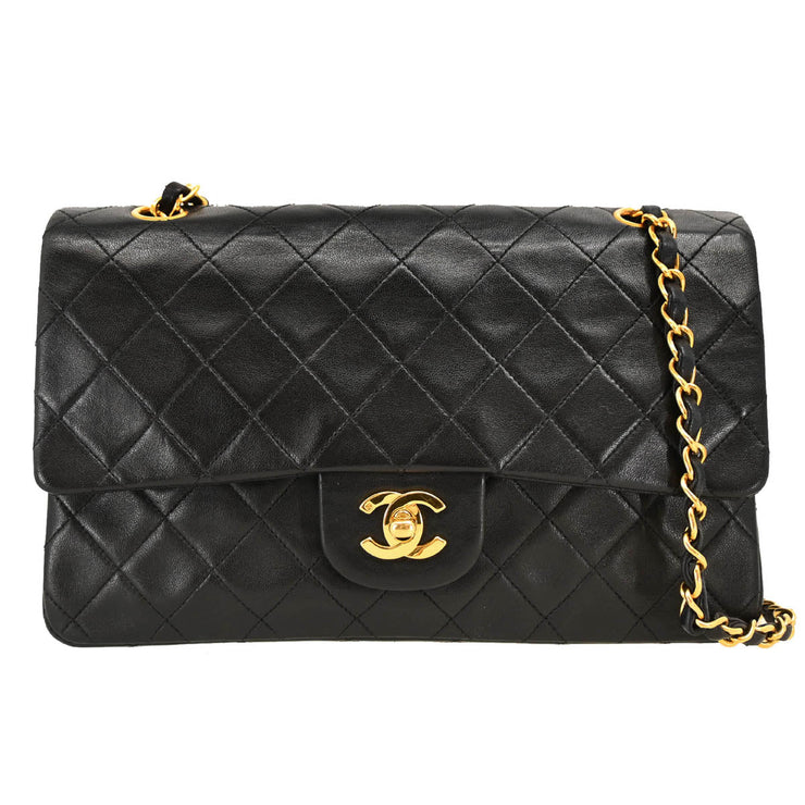Chanel Black Lambskin Medium Double Flap Shoulder Bag 194249