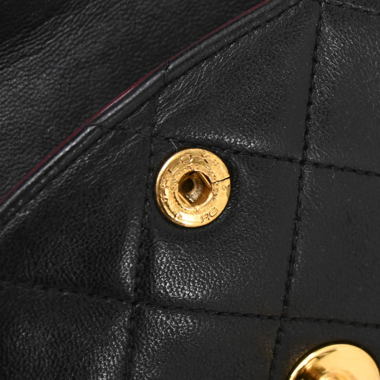 Chanel Black Lambskin Medium Double Flap Shoulder Bag 194249