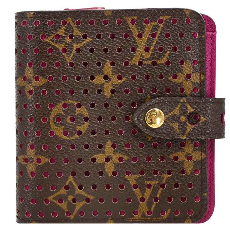 Louis Vuitton Monogram Perfo Compact Zip Wallet M95188 MI0036 XX34590