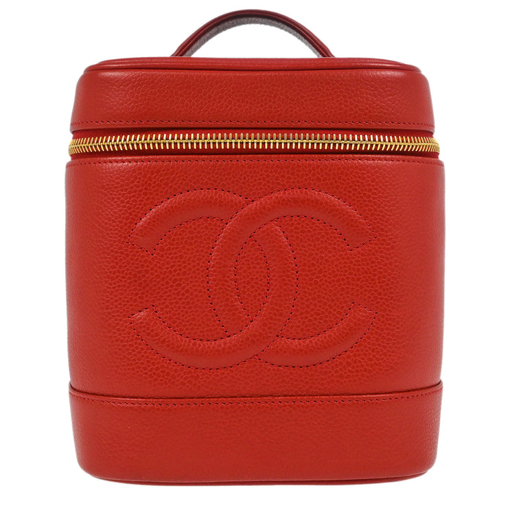 Chanel Red Calfskin Timeless Vanity Handbag 185137