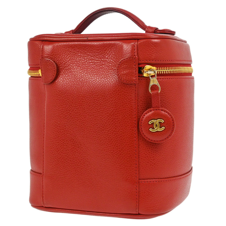 Chanel Red Calfskin Timeless Vanity Handbag 185137