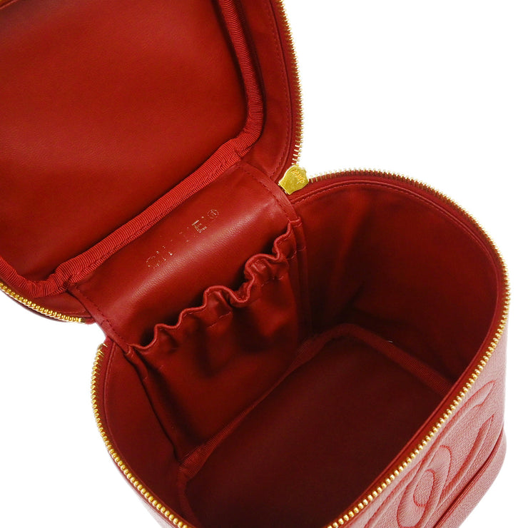 Chanel Red Calfskin Timeless Vanity Handbag 185137