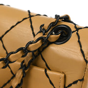 Chanel Beige Lambskin Wild Stitch Straight Flap Shoulder Bag 185158