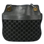 Gucci Black Velours Leather Shoulder Bag 001.3307/002214 186290
