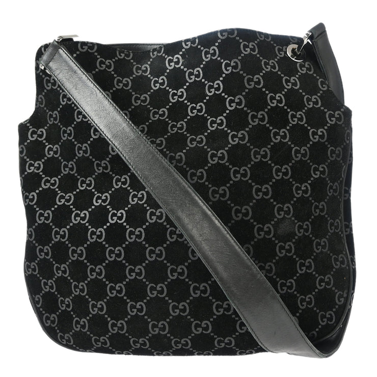 Gucci Black Velours Leather Shoulder Bag 001.3307/002214 186290