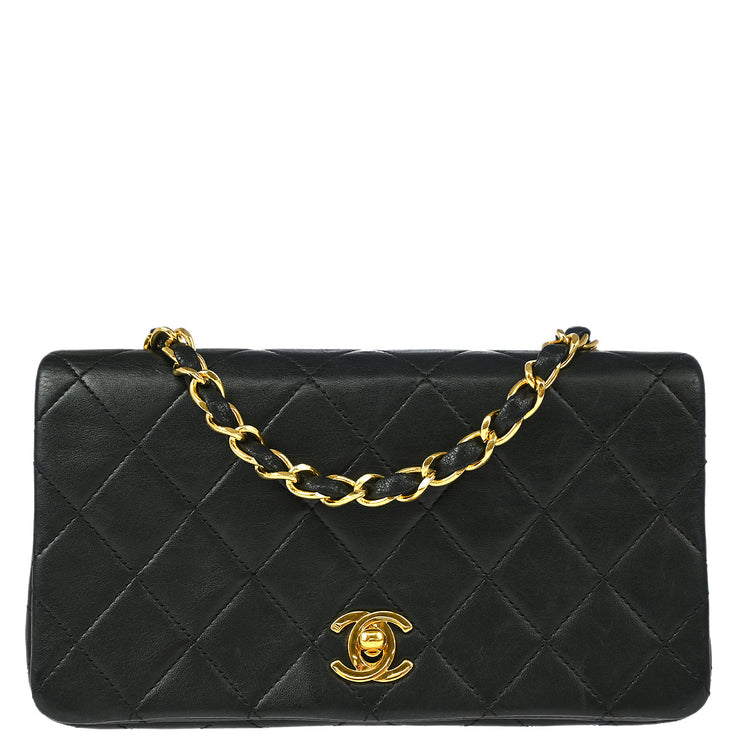 Chanel Black Lambskin Turnlock Mini Full Flap Shoulder Bag XX00472