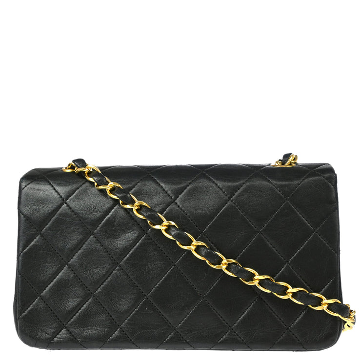 Chanel Black Lambskin Turnlock Mini Full Flap Shoulder Bag XX00472