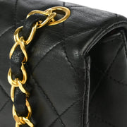 Chanel Black Lambskin Turnlock Mini Full Flap Shoulder Bag XX00472