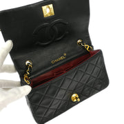 Chanel Black Lambskin Turnlock Mini Full Flap Shoulder Bag XX00472