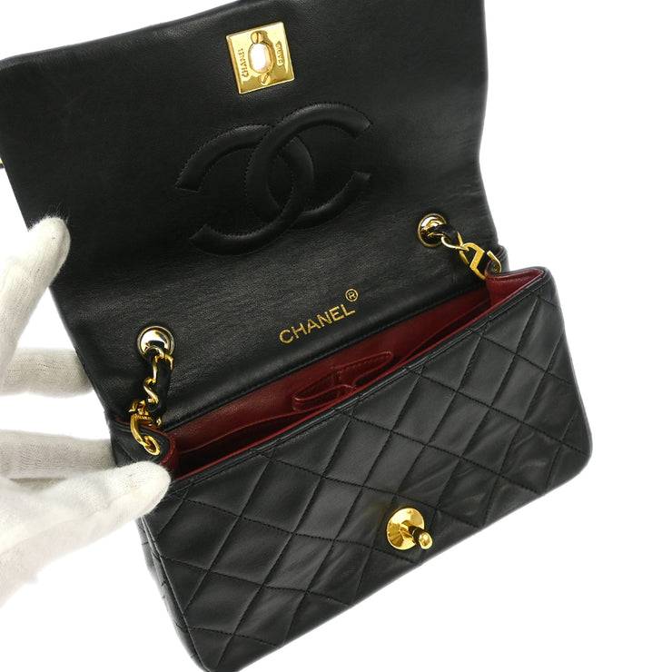 Chanel Black Lambskin Turnlock Mini Full Flap Shoulder Bag XX00472