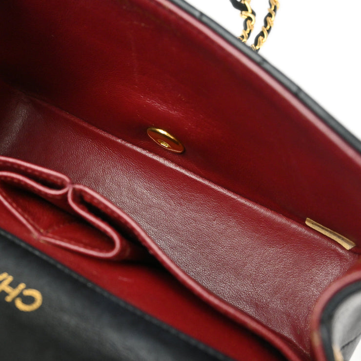 Chanel Black Lambskin Turnlock Mini Full Flap Shoulder Bag XX00472