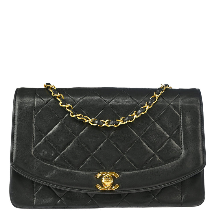 Chanel Black Lambskin Medium Diana Shoulder Bag XX01421