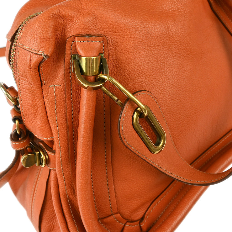 Chloe Orange Leather Parary 2way Handbag 01135765-D XX92121