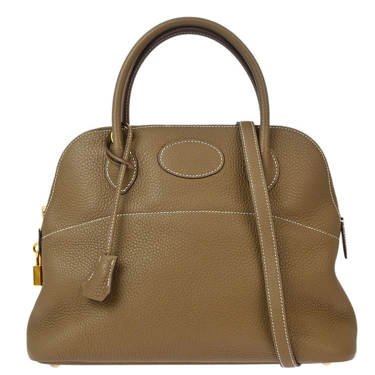 Hermes Etoupe Taurillon Clemence Bolide 31 2way Handbag ZIT943BD XX91879