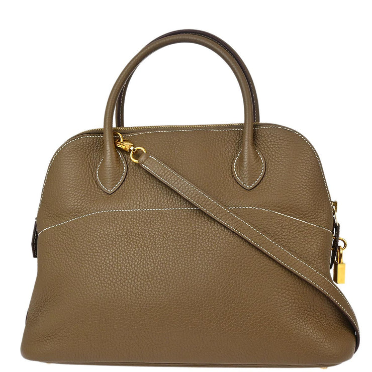 Hermes Etoupe Taurillon Clemence Bolide 31 2way Handbag ZIT943BD XX91879