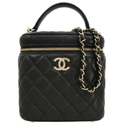 Chanel Black Calfskin Vanity 2way Handbag 166312