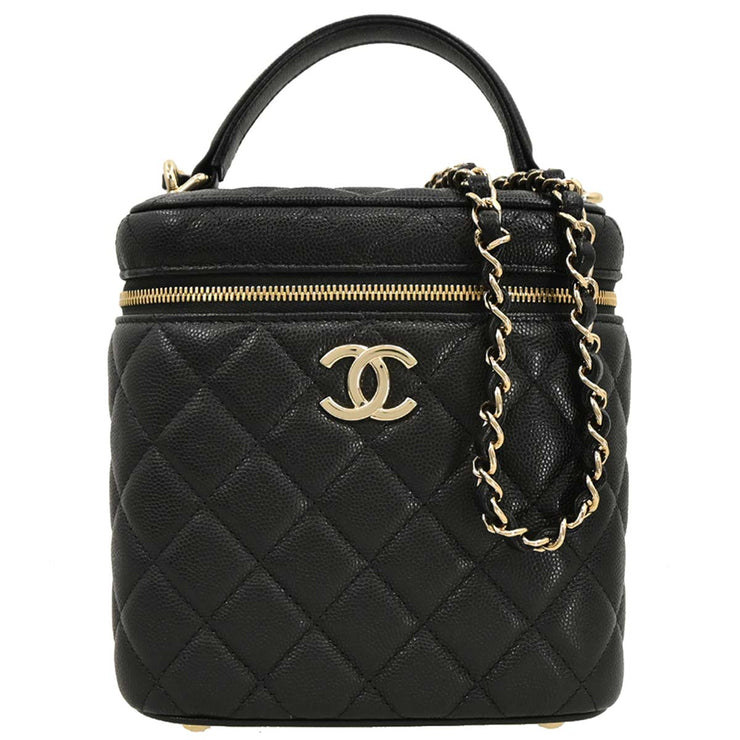 Chanel Black Calfskin Vanity 2way Handbag 166312