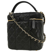 Chanel Black Calfskin Vanity 2way Handbag 166312
