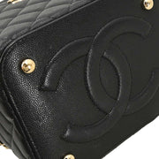 Chanel Black Calfskin Vanity 2way Handbag 166312