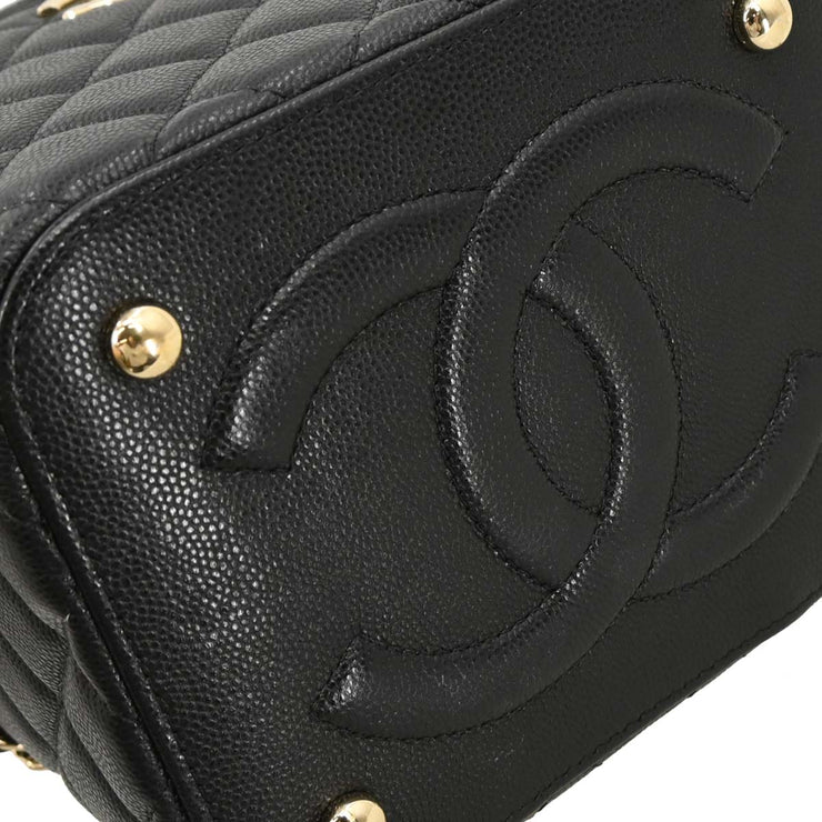 Chanel Black Calfskin Vanity 2way Handbag 166312