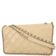 Chanel Beige Lambskin Jumbo Chain All Over Flap Shoulder Bag 166313