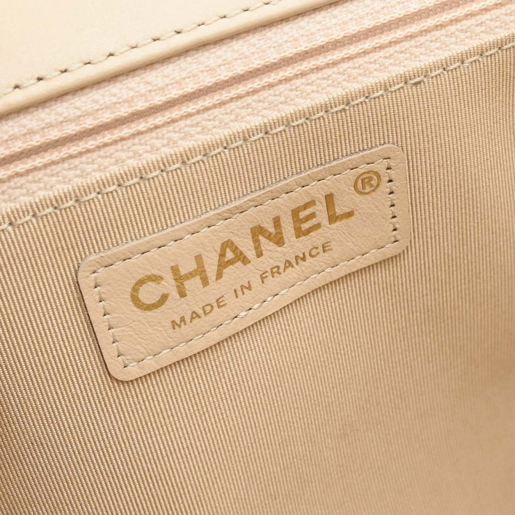 Chanel Beige Lambskin Jumbo Chain All Over Flap Shoulder Bag 166313