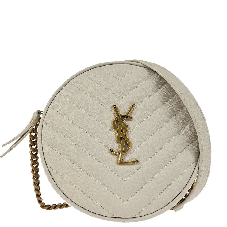 Saint Laurent White Leather Vinyl Shoulder Bag PTR6104360422 186531