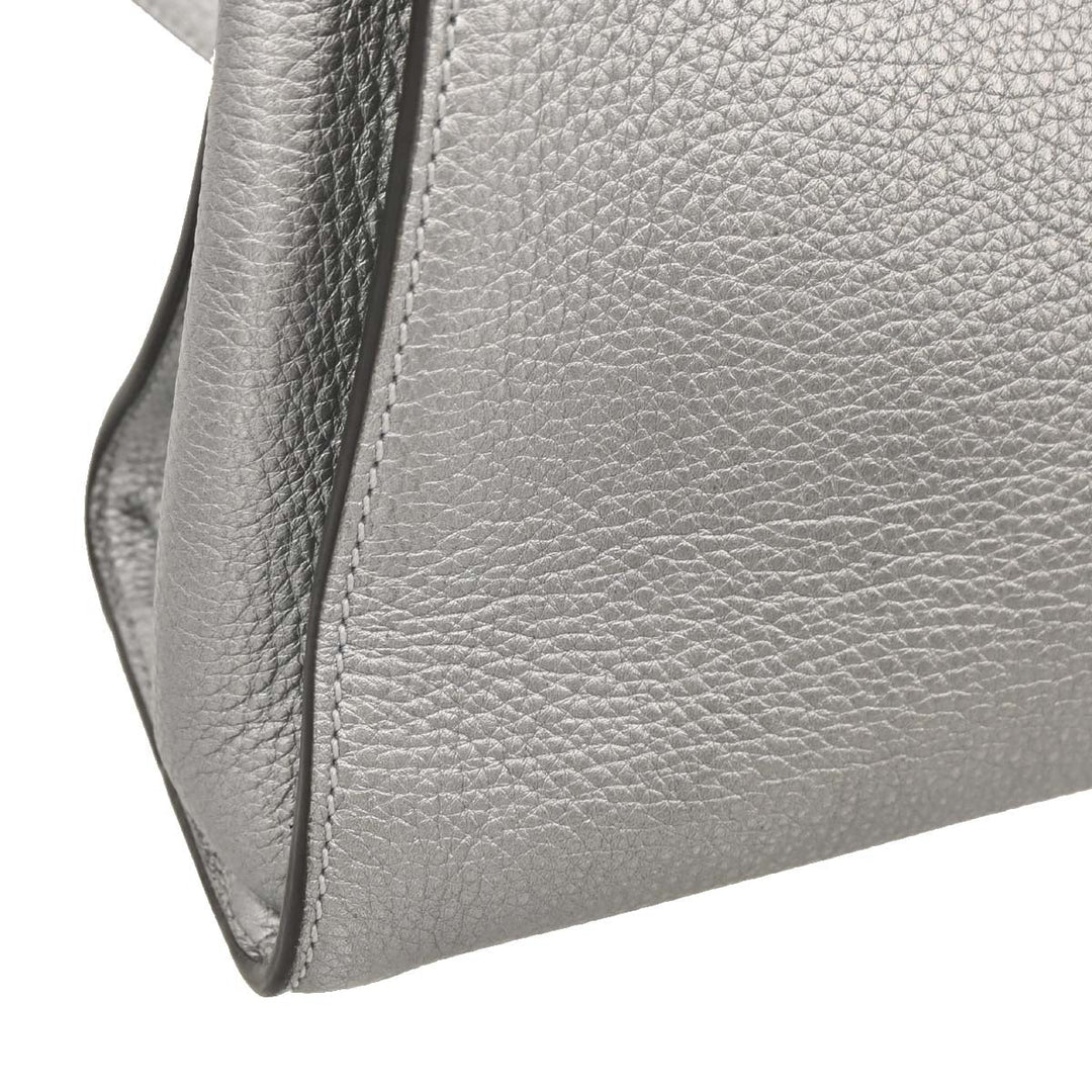 Fendi Metallic Silver Leather Peekaboo 2way Handbag 8BN244-AJGM