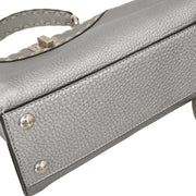 Fendi Metallic Silver Leather Peekaboo 2way Handbag 8BN244-AJGM-228-0189 XX07408