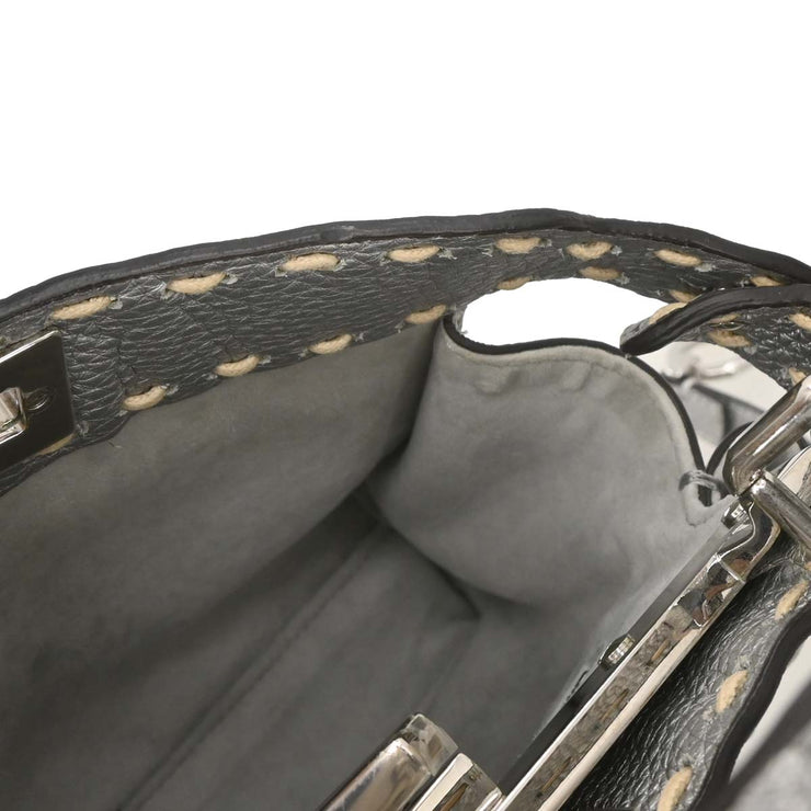 Fendi Metallic Silver Leather Peekaboo 2way Handbag 8BN244-AJGM-228-0189 XX07408