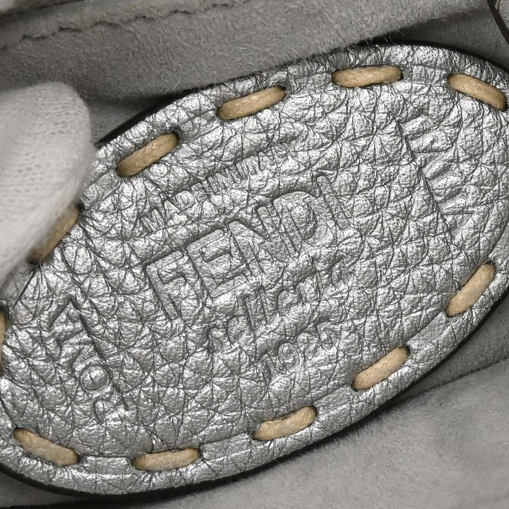 Fendi Metallic Silver Leather Peekaboo 2way Handbag 8BN244-AJGM-228-0189 XX07408