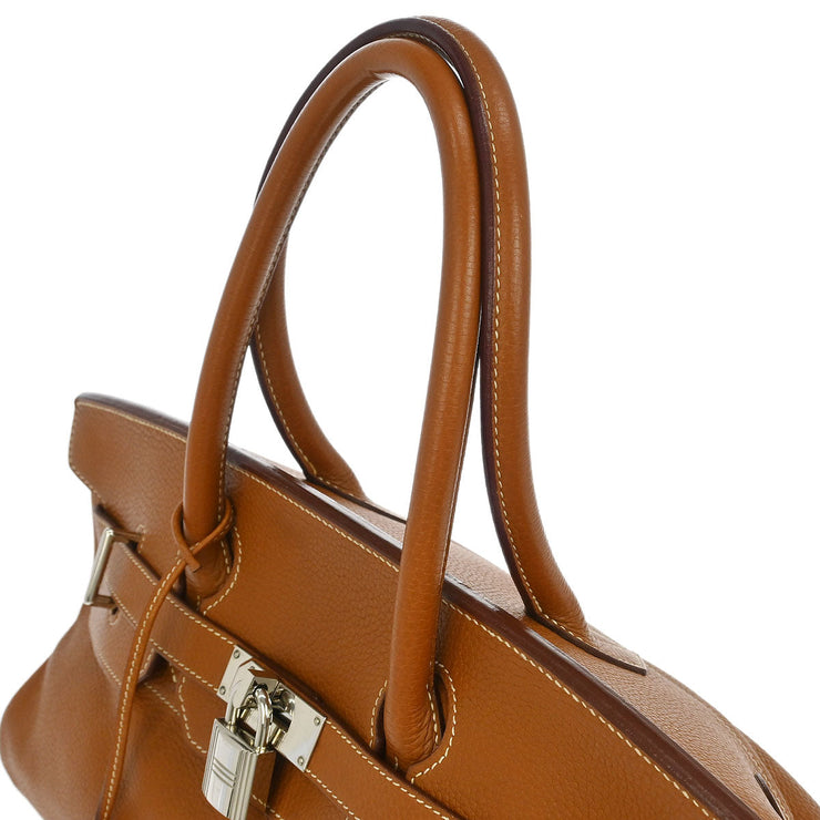 Hermes Gold Taurillon Clemence Shoulder Birkin Handbag 68A� J 194898
