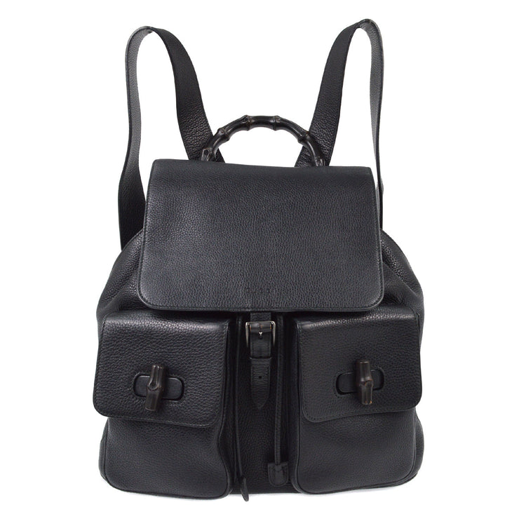 Gucci Black Bamboo Backpack 387097 493075 NQ00465