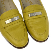 Chanel * Yellow Caviar Shoes Loafers #37