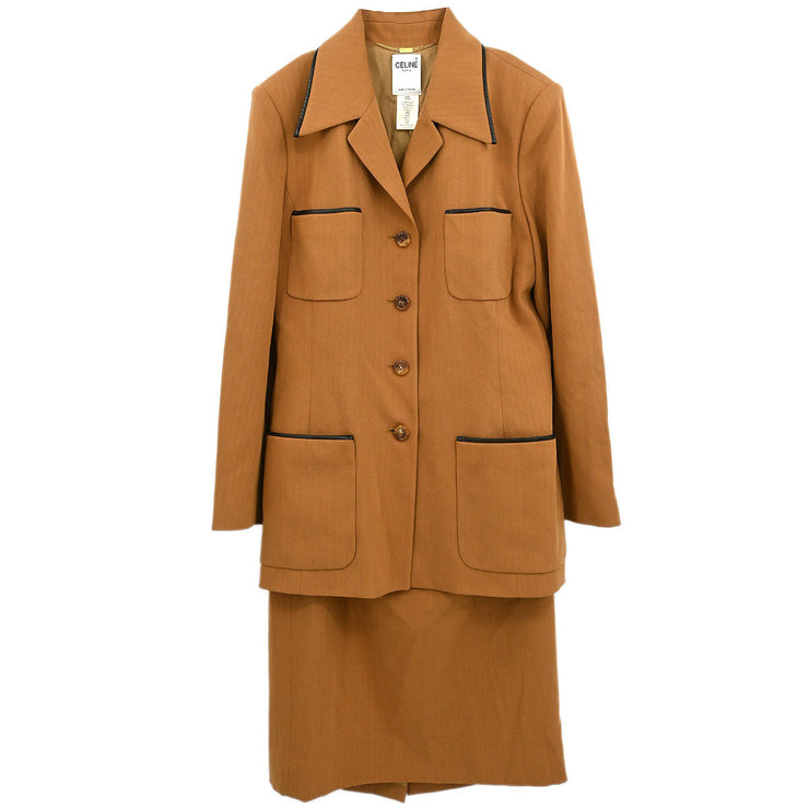 Celine Setup Suit Jacket Skirt Brown #42 88305
