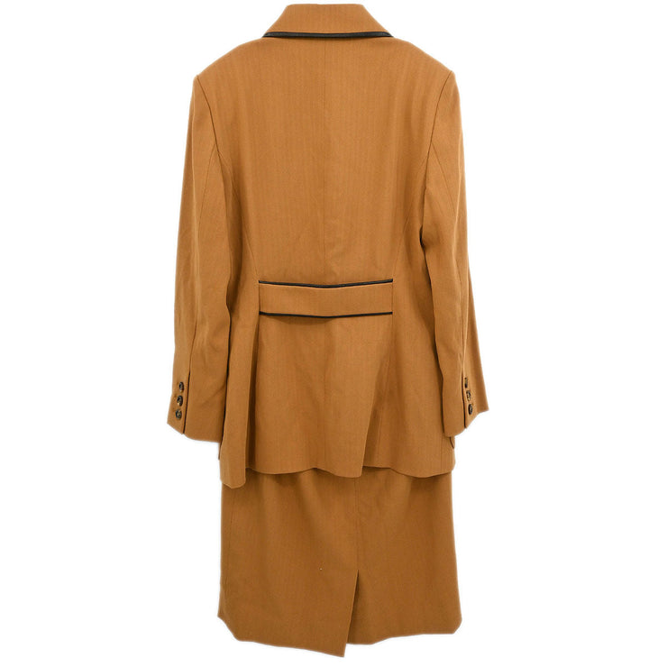 Celine Setup Suit Jacket Skirt Brown #42 88305