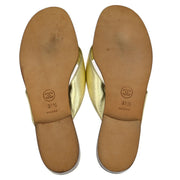 Chanel * Metallic Gold Lambskin Turnlock Shoes Sandals #37