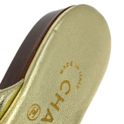 Chanel * Metallic Gold Lambskin Turnlock Shoes Sandals #37
