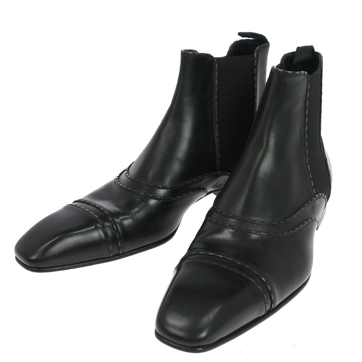 Louis Vuitton * Boots Shoes Black Leather ST0059 #8 1/2 99998