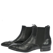 Louis Vuitton * Boots Shoes Black Leather ST0059 #8 1/2 99998
