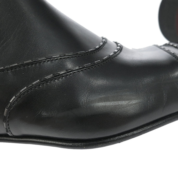 Louis Vuitton * Boots Shoes Black Leather ST0059 #8 1/2 99998
