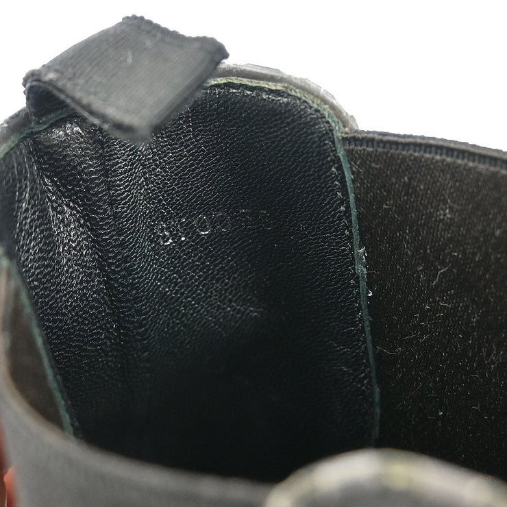 Louis Vuitton * Boots Shoes Black Leather ST0059 #8 1/2 99998