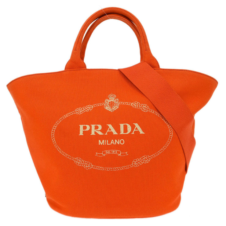Prada Orange Canvas Canapa 2way Tote Handbag 1BG163 204 AQ00001